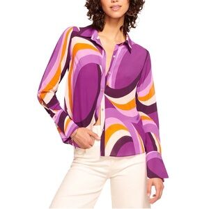 Ramy Brook Louella collared button down XS multicolor purple
